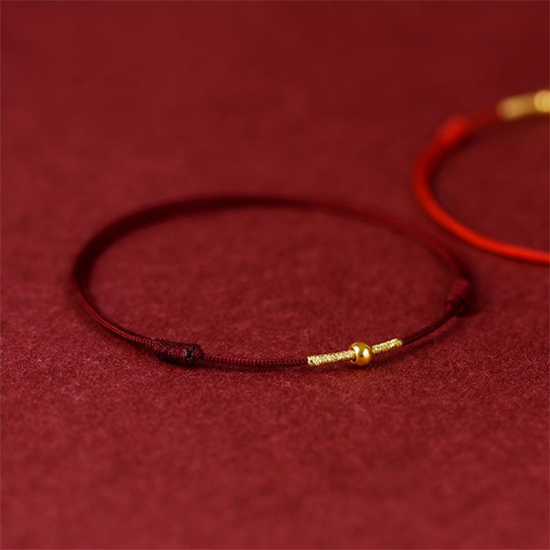 Beaded Anklet Chain - Ręcznie Robione Złote Bransoletki Szczęścia z