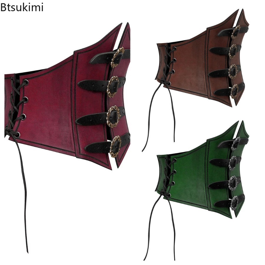 Women'S Viking Accessories - Średniowieczny Vintage Pasek z Szerokiej Skórzanej