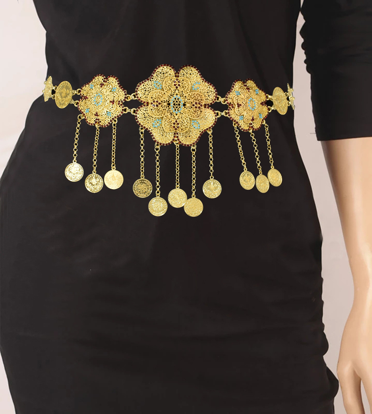 Women Accessories India - Hollow Out kwiat monety łańcuszek wisiorek