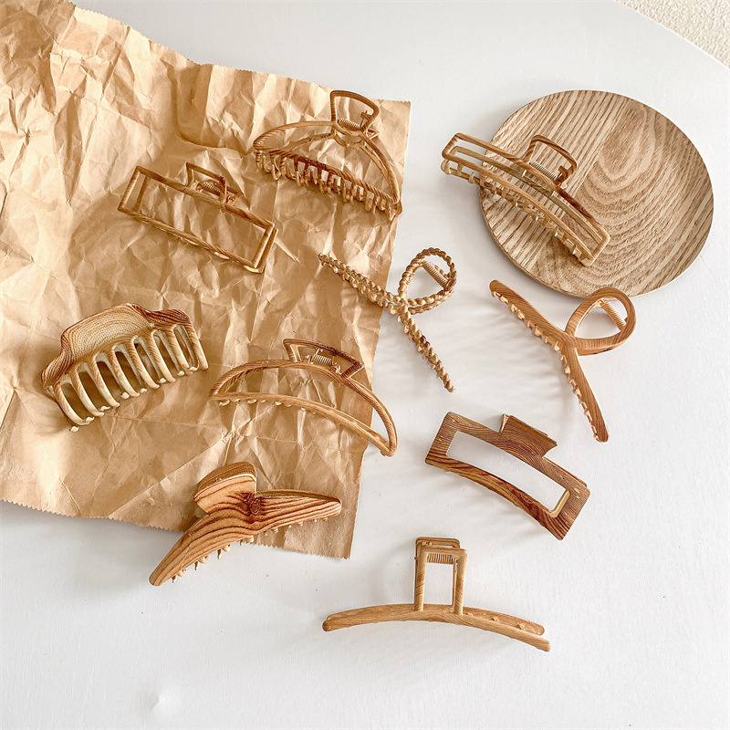Hair Claw Clip Set - Vintage Multiple Wood Grain Hair Claws
