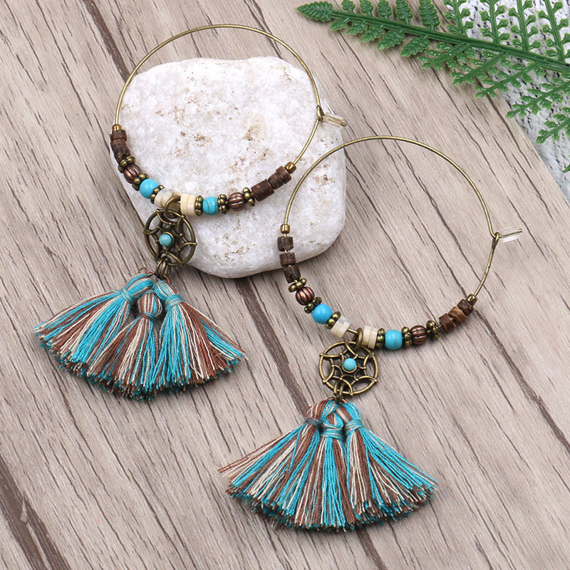 Kolczyki koła z bawełnianymi f – Tassel Earrings Boho recenzja i cena