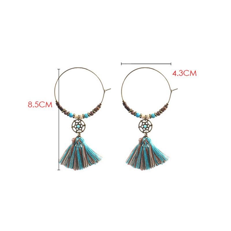 Kolczyki koła z bawełnianymi f – Tassel Earrings Boho recenzja i cena