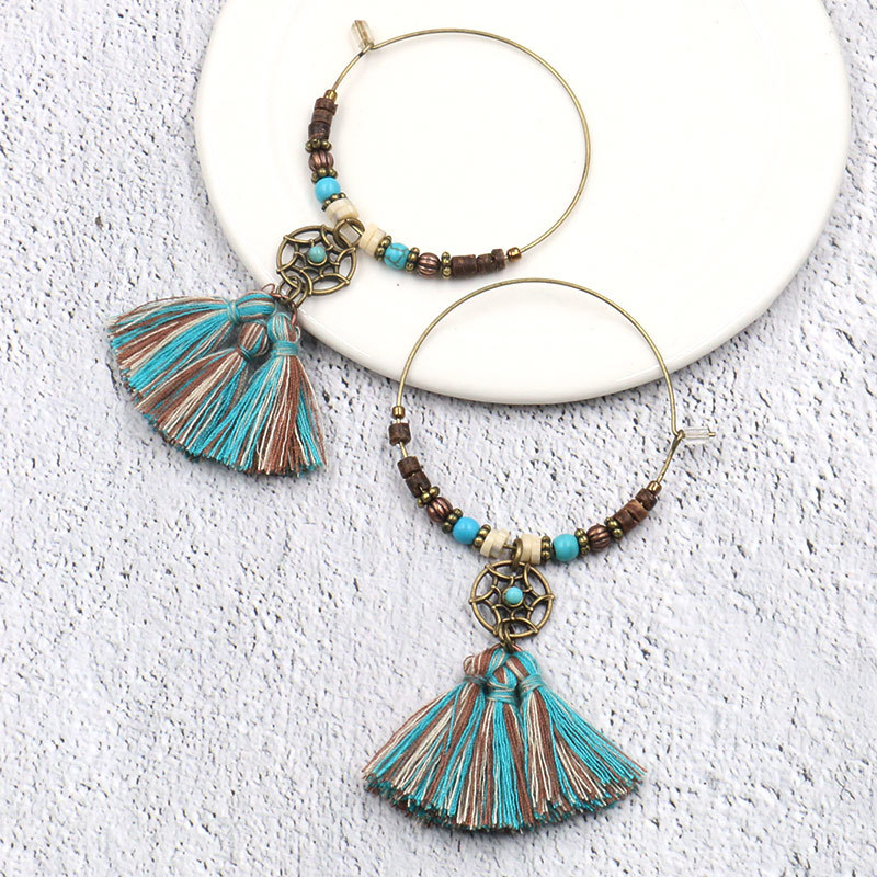 Kolczyki koła z bawełnianymi f – Tassel Earrings Boho recenzja i cena