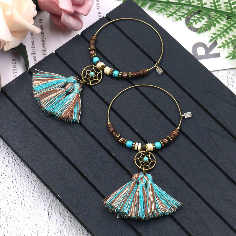 Kolczyki koła z bawełnianymi f – Tassel Earrings Boho recenzja i cena