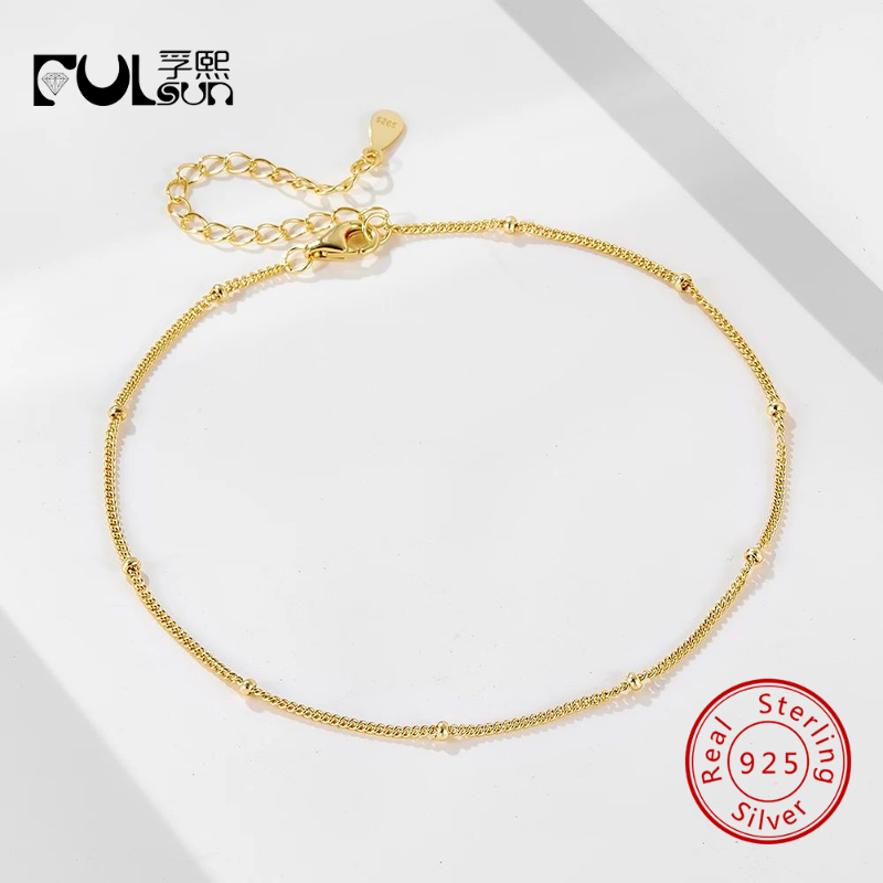Srebro próby 925, pozłacane 14 – Beaded Anklet Chain recenzja i cena