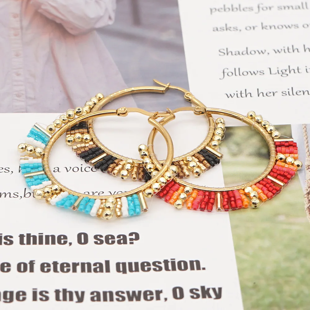Duże okrągłe kolczyki ręcznie  – Tassel Earrings Boho recenzja i cena