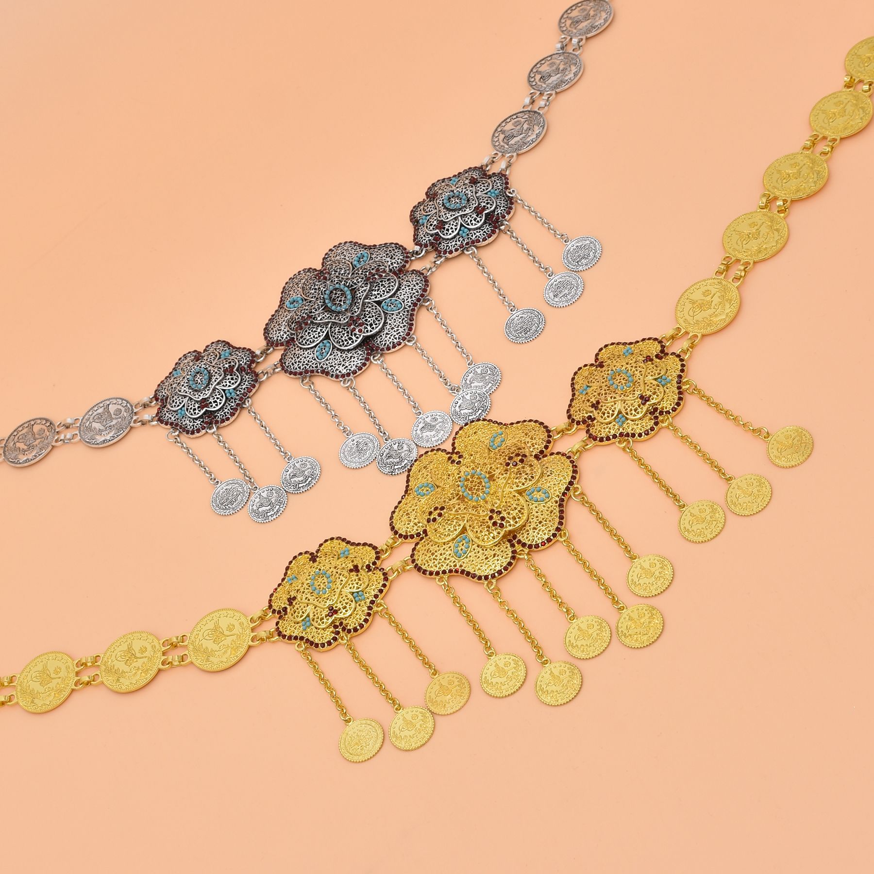 Hollow Out kwiat monety łańcus – Women Accessories India recenzja i cena