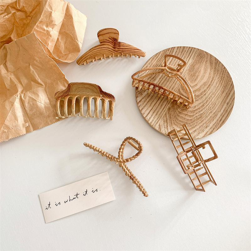 Vintage Multiple Wood Grain Ha – Hair Claw Clip Set recenzja i cena