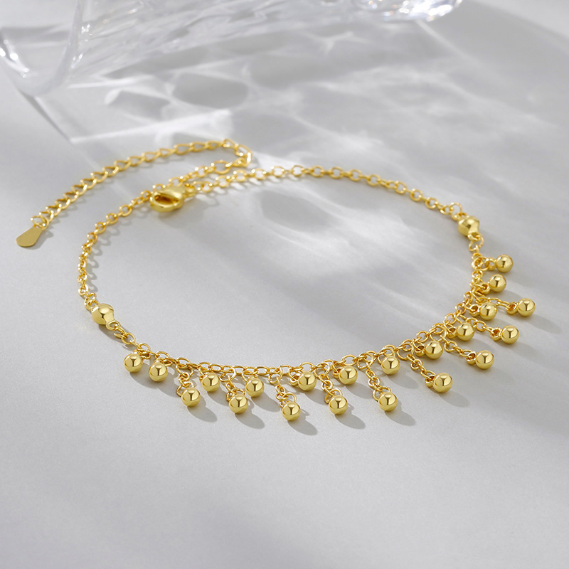 925 Sterling Silver Okrągły ko – Beaded Anklet Chain recenzja i cena
